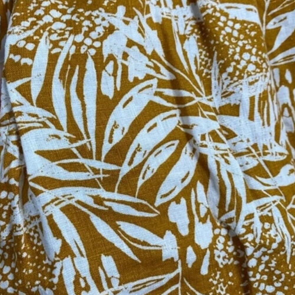 Christian Siriano Linen Womens Skirt size L Boho vacation Floral cream mustard - Picture 5 of 9